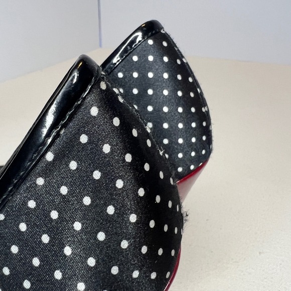 Aldo Black & White Polka Dot Peep Toe Platform Heels Size 38 or 7 1/2 - Picture 9 of 11